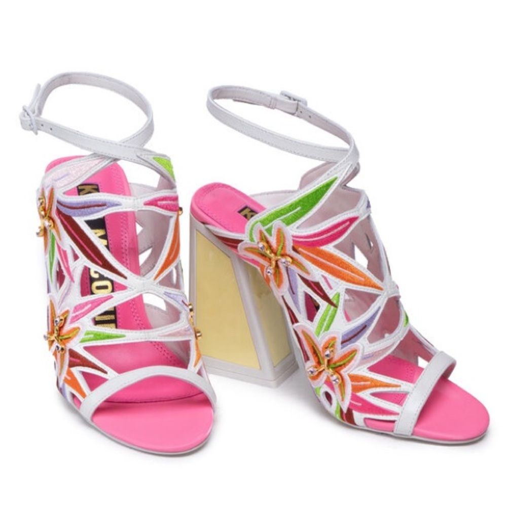 Kat Maconie Calypso kicker heels in pastel floral
